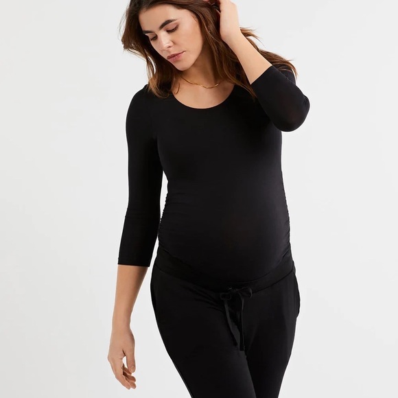 A Pea in the Pod Maternity Black 3/4 Sleeve Top Size Small - Picture 1 of 9